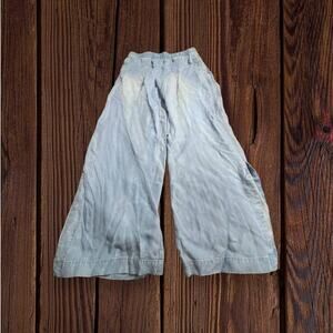 Soft Surroundings Blue Jean Wide Leg Elastic Waist Pants Slits Size M